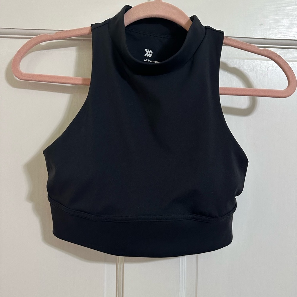 all in motion. Black High-Neck Performance Crop Top